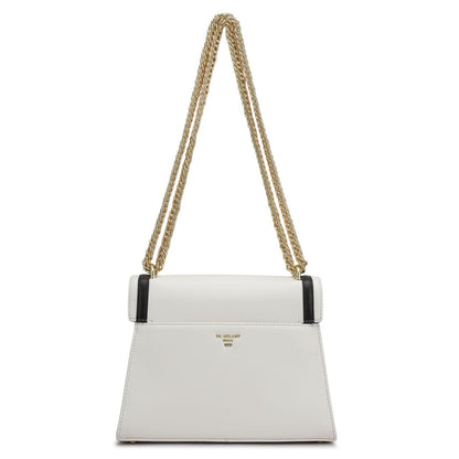Small Plain Leather Shoulder Bag - Snow