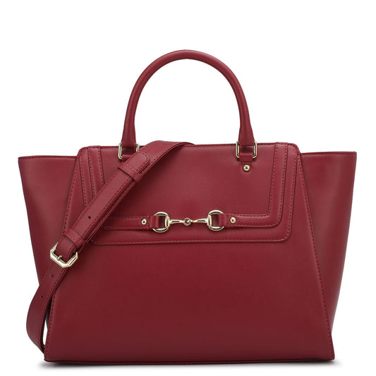 Medium Plain Leather Satchel - Plumberry