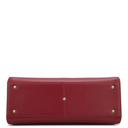 Medium Plain Leather Satchel - Plumberry