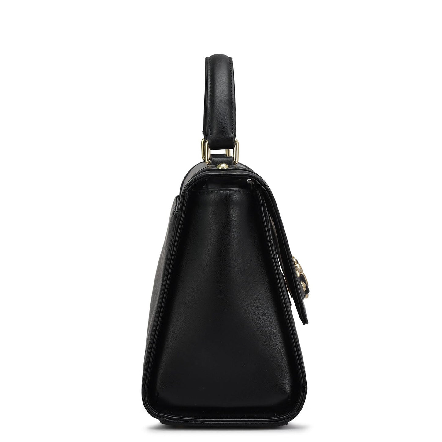 Small Plain Leather Satchel - Black