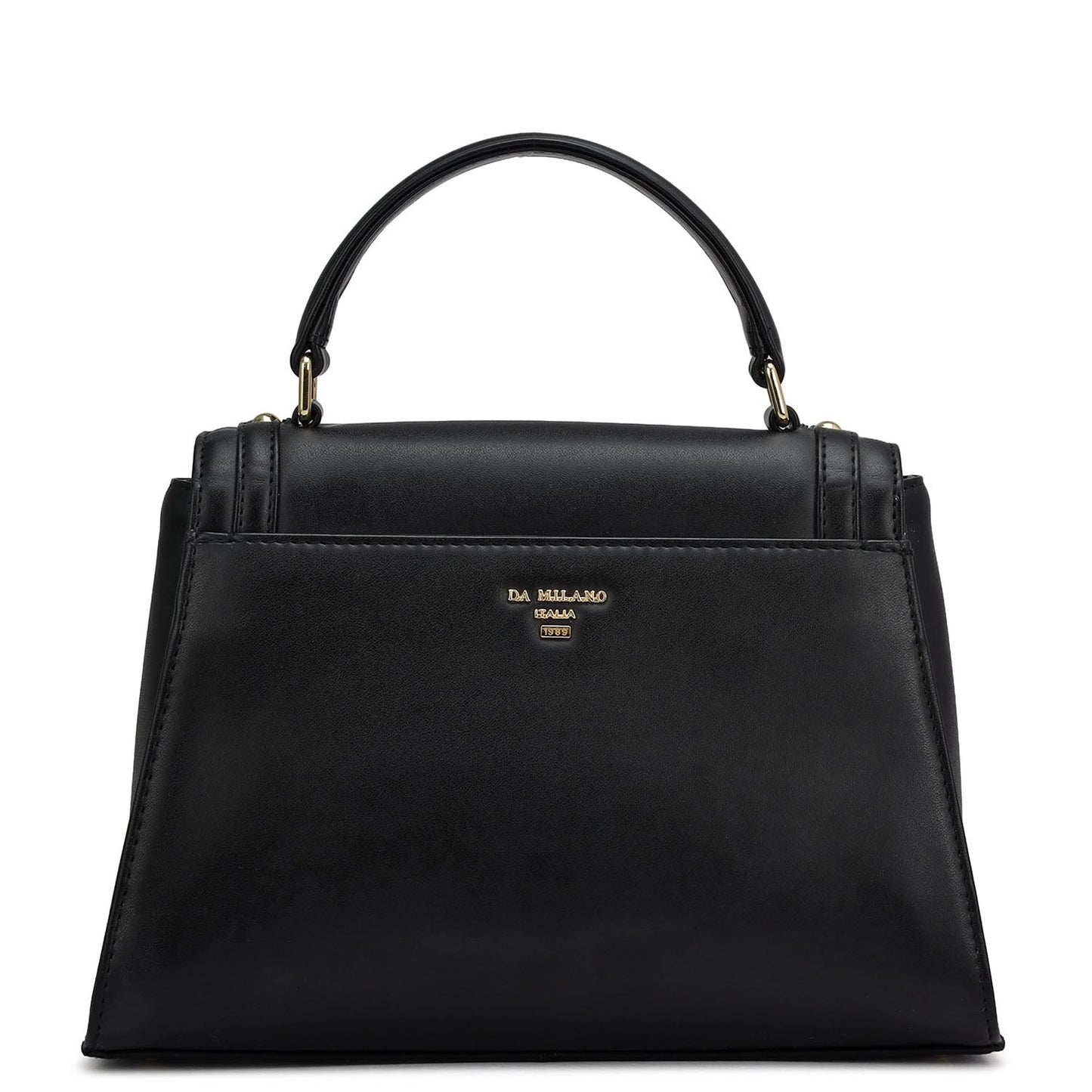 Small Plain Leather Satchel - Black