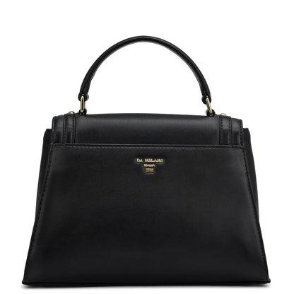 Small Plain Leather Satchel - Black
