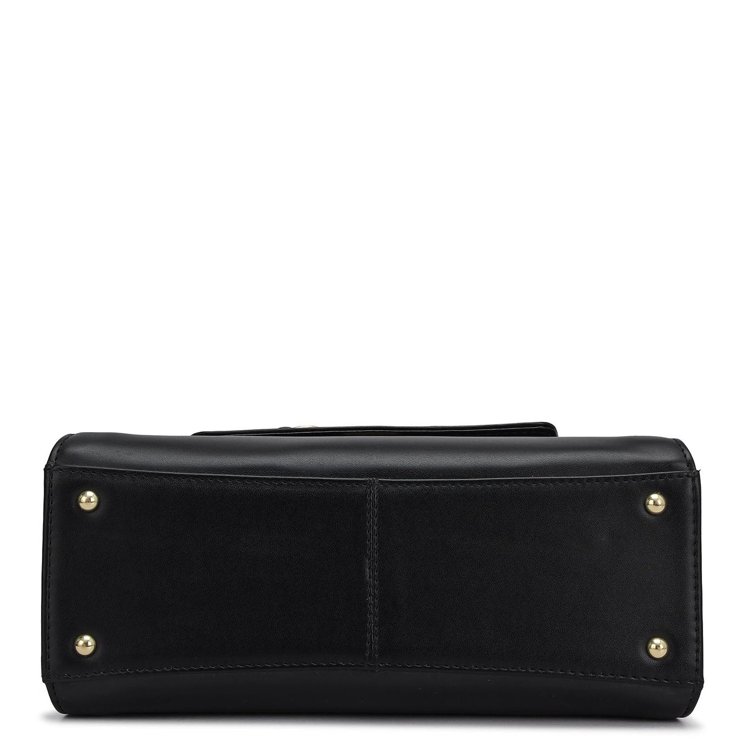 Small Plain Leather Satchel - Black