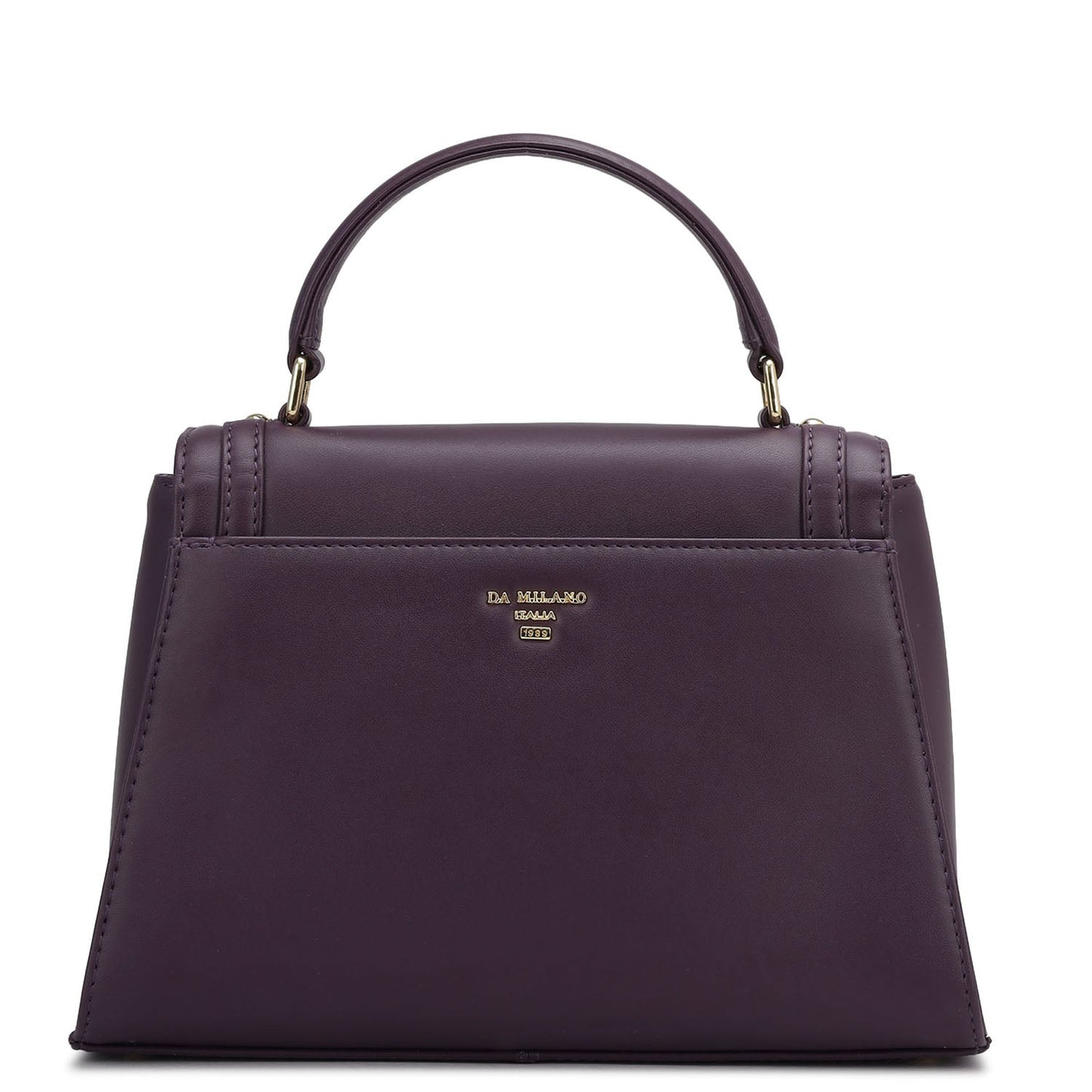 Small Plain Leather Satchel - Grapevine
