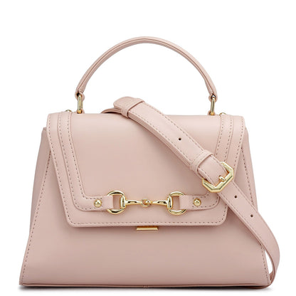 Small Plain Leather Satchel - Pink