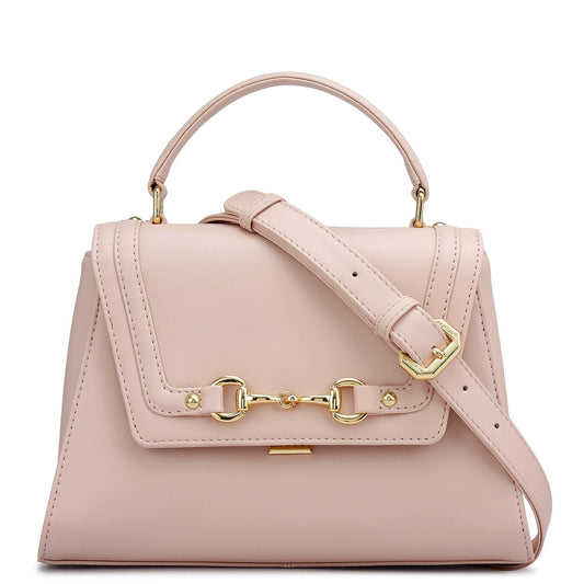 Small Plain Leather Satchel - Pink