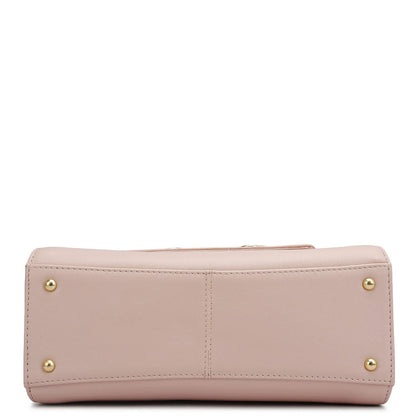 Small Plain Leather Satchel - Pink