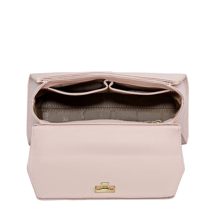 Small Plain Leather Satchel - Pink