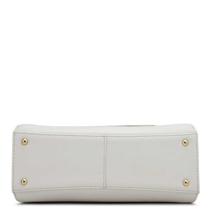 Small Plain Leather Satchel - Snow