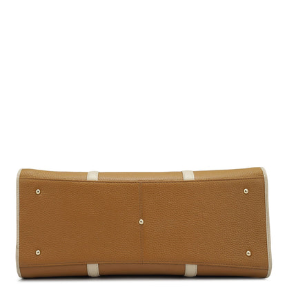 Large  Wax Leather Satchel - Caramel