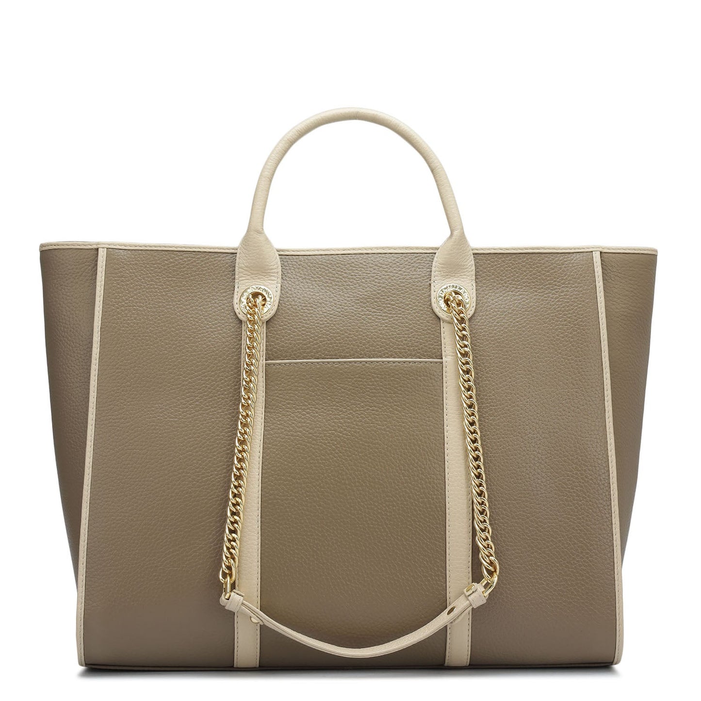 Large Wax Leather Satchel - Greyish Taupe