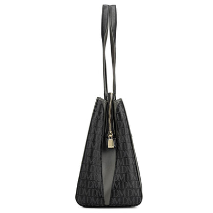 Medium Monogram Leather Shoulder Bag - Black
