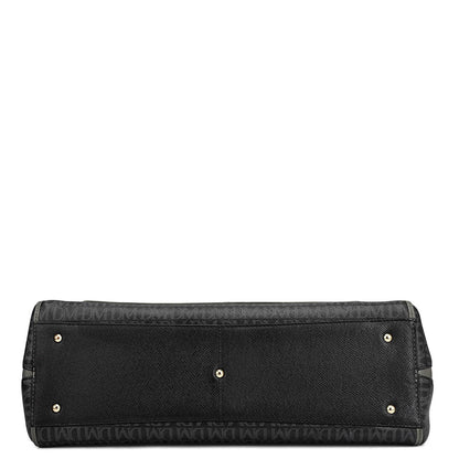 Medium Monogram Leather Shoulder Bag - Black