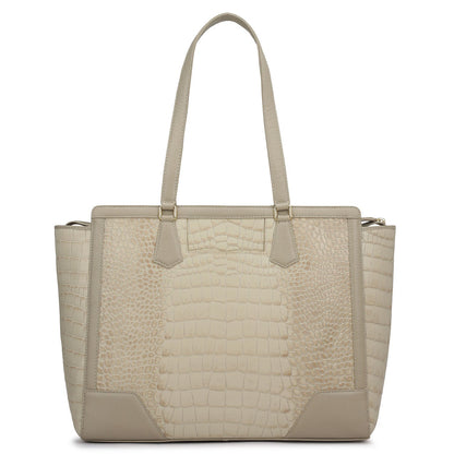 Large Croco Franzy Leather Tote - Frost