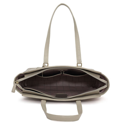 Large Croco Franzy Leather Tote - Frost
