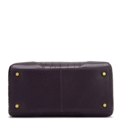 Medium Croco Franzy Leather Satchel - Grapevine