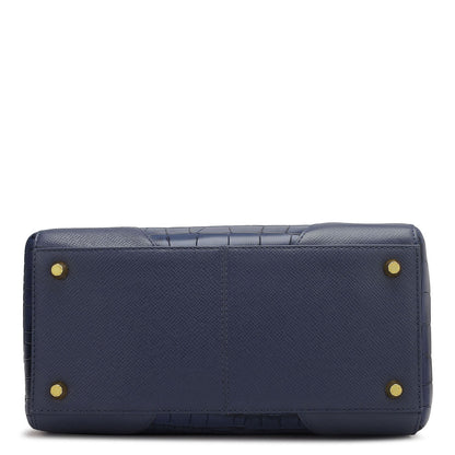 Medium Croco Franzy Leather Satchel - Stardust
