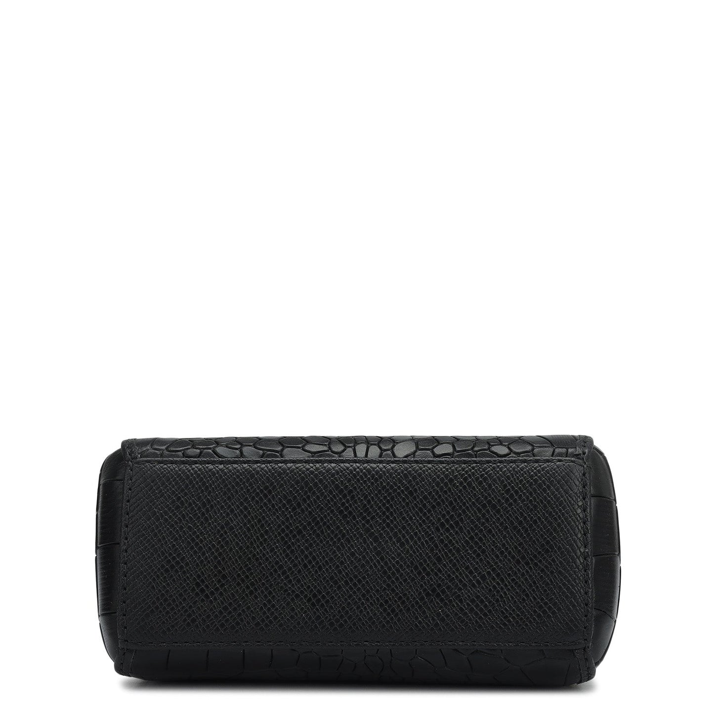 Small Croco Leather Satchel - Black
