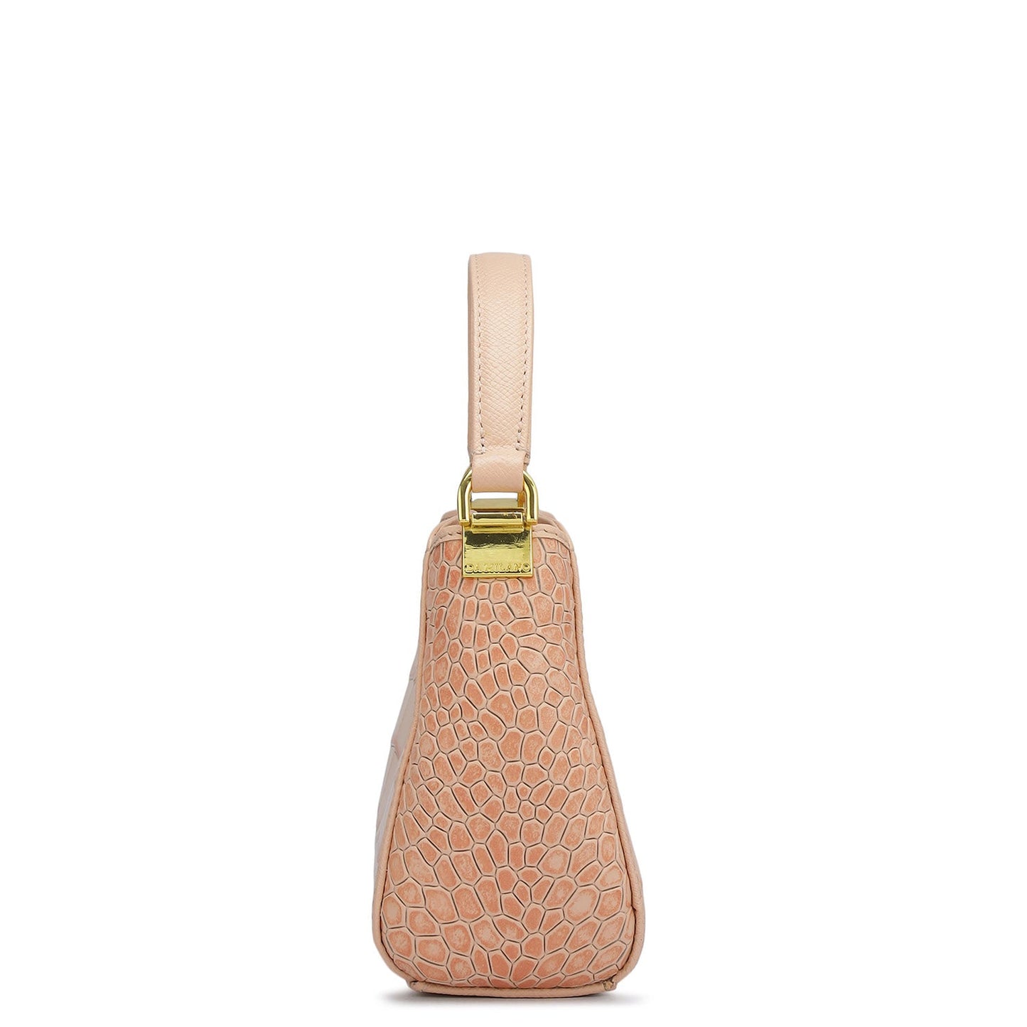 Small Croco Leather Satchel - Peach
