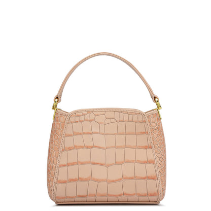 Small Croco Leather Satchel - Peach
