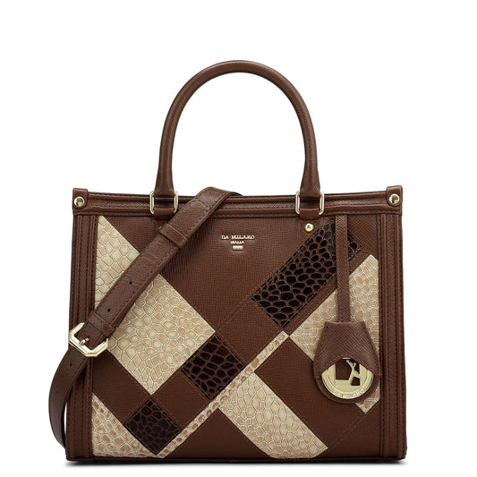 Modern Mosaic Franzy Leather Tote- Date & Frost