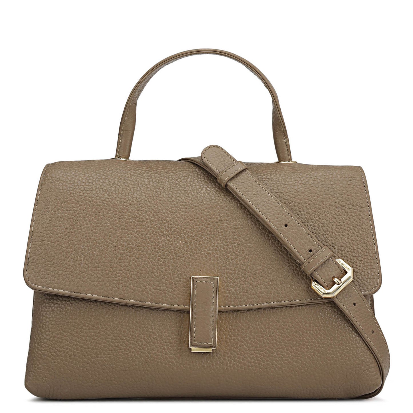 Small Wax Leather Satchel - Greyish Taupe