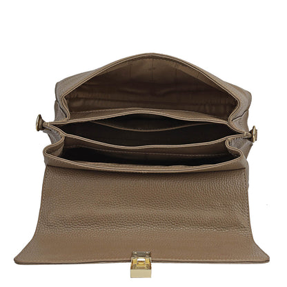 Small Wax Leather Satchel - Greyish Taupe