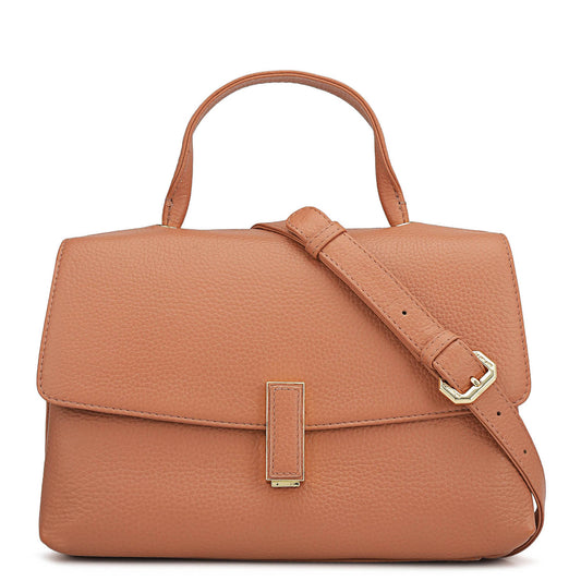 Small Wax Leather Satchel - Terracotta