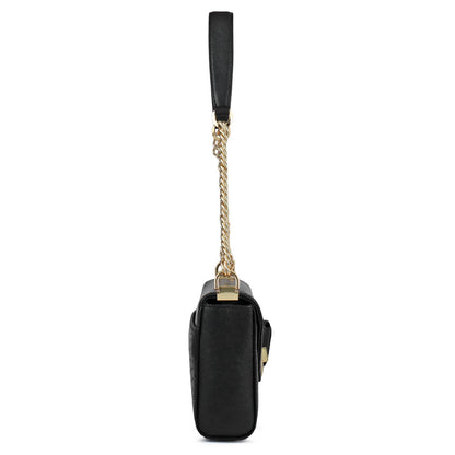Allure Croco Franzy Leather Baguette - Black