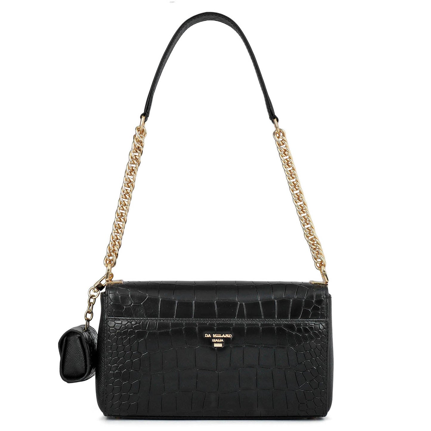 Allure Croco Franzy Leather Baguette - Black