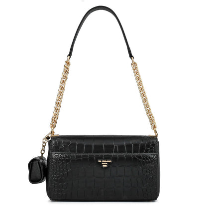 Allure Croco Franzy Leather Baguette - Black