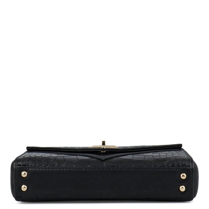 Allure Croco Franzy Leather Baguette - Black