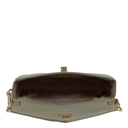 Allure Croco Franzy Leather Baguette - Stone Grey