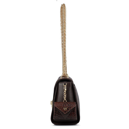 Allure Croco Franzy Leather Shoulder Bag - Date