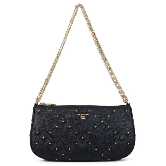 Serena Bunti Wax Leather Baguette - Black