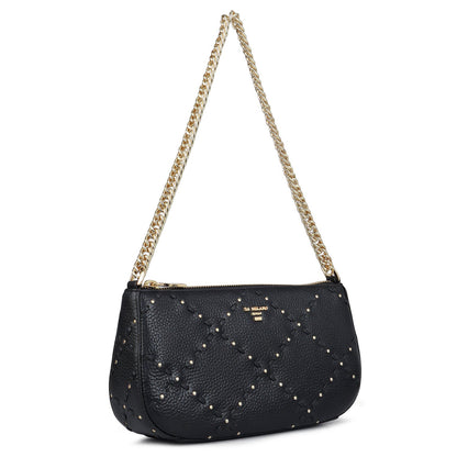 Serena Bunti Wax Leather Baguette - Black