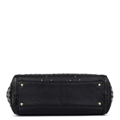 Serena Bunti Wax Leather Shoulder Bag - Black