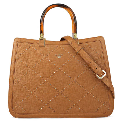 Serena Bunti Wax Leather Satchel - Caramel