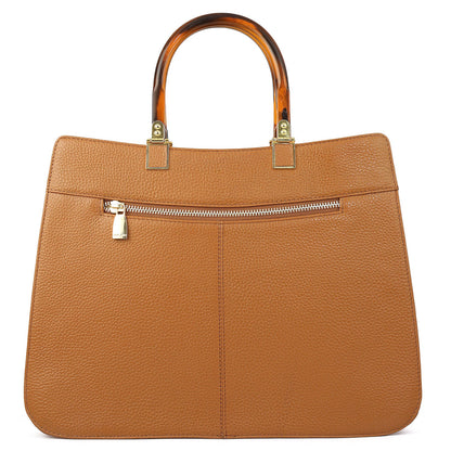 Serena Bunti Wax Leather Satchel - Caramel