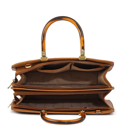 Serena Bunti Wax Leather Satchel - Caramel