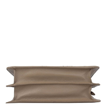Medium Bunti Wax Leather Satchel - Greyish Taupe