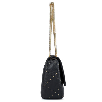 Serena Bunti Wax Leather Shoulder Bag - Black