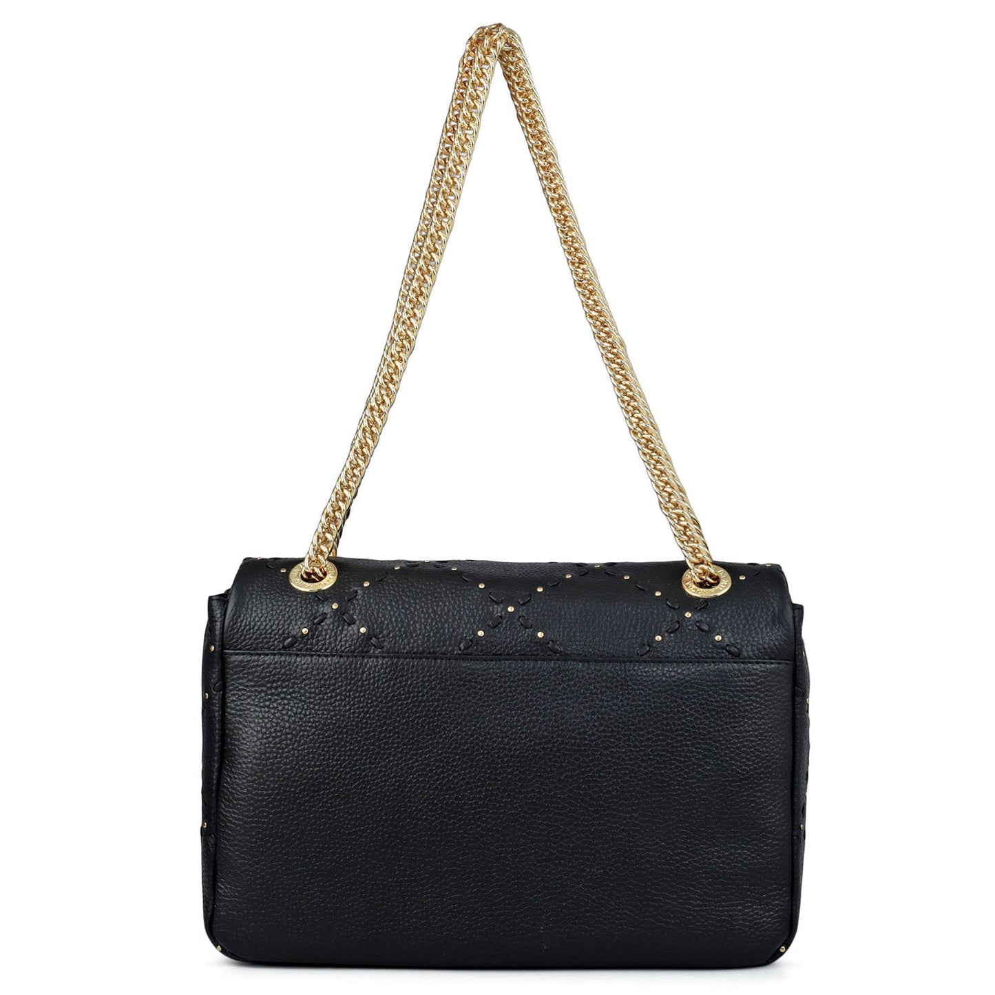 Serena Bunti Wax Leather Shoulder Bag - Black