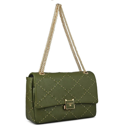 Serena Bunti Wax Leather Shoulder Bag - Fern