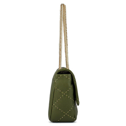 Serena Bunti Wax Leather Shoulder Bag - Fern