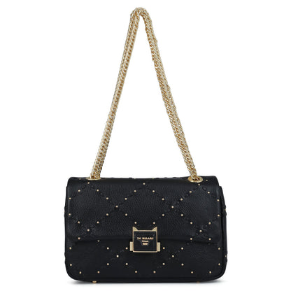 Serena Bunti Wax Leather Shoulder Bag - Black