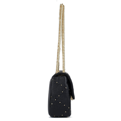 Serena Bunti Wax Leather Shoulder Bag - Black