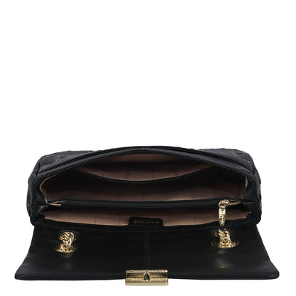 Serena Bunti Wax Leather Shoulder Bag - Black