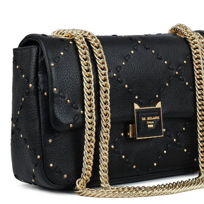 Serena Bunti Wax Leather Shoulder Bag - Black
