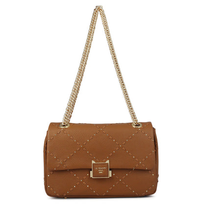 Serena Bunti Wax Leather Shoulder Bag - Caramel